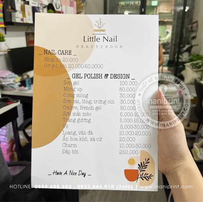 Mẫu Menu Fomex Tiệm Nails, Bảng Giá Fomex Tiệm Nails, Thực Đơn Fomex Tiệm  Nails Đẹp Giá Rẻ » In Ấn iPrint - In name card giá rẻ