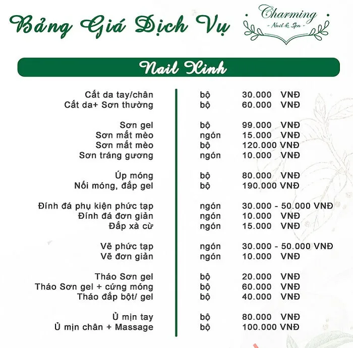 Bảng Giá Nail Hà Nội - Mỹ Phẩm Kanebo