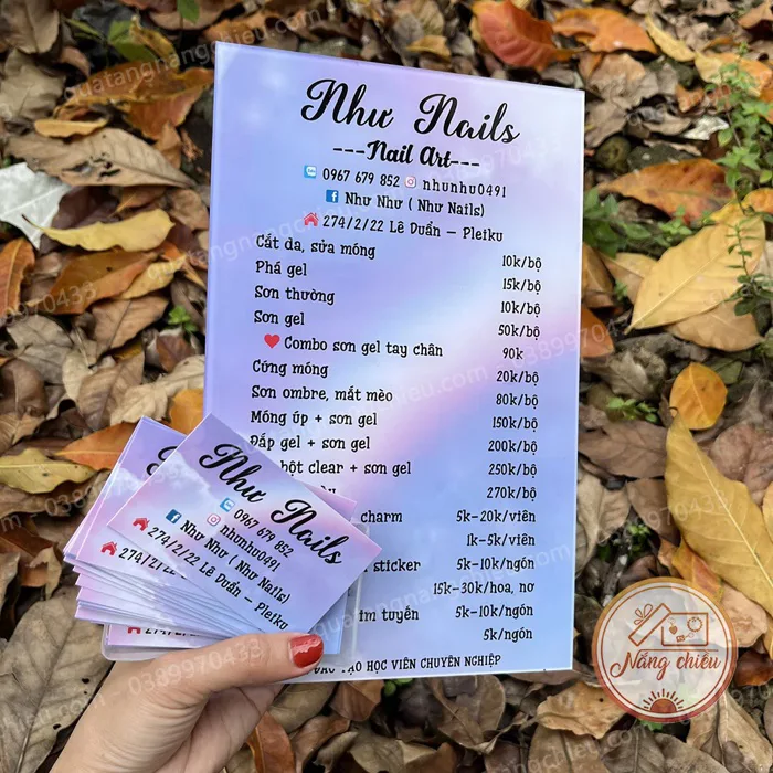 Bảng Menu,bảng giá dịch vụ cho cửa hàng,Spa,Nails,Mi làm bằng mica chống  thấm nước - Thiết kế theo yêu cầu