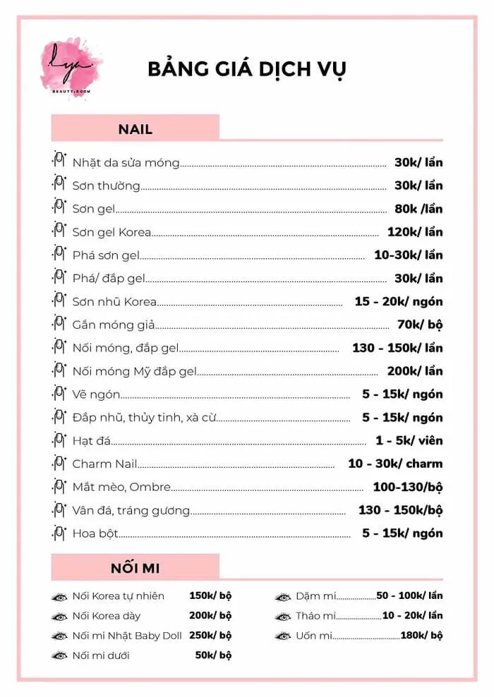20+ mẫu bảng giá tiệm nail ấn tượng, thu hút khách nhất hiện nay — bePOS  Blog | bePOS