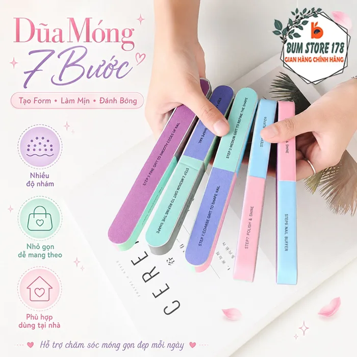 Dụng Cụ Dũa Móng Tay Nhiều Mặt 7 Bước, Dũa Chà Mịn Tạo Dáng Đánh Bóng Móng  Tay Tiện Lợi Dễ Sử Dụng