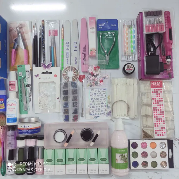 Combo làm nail đầy đủ cơ bản bộ dụng cụ nail 55 món chính hãng, Set làm  móng học nail cá nhân tại nhà chuyên nghiệp