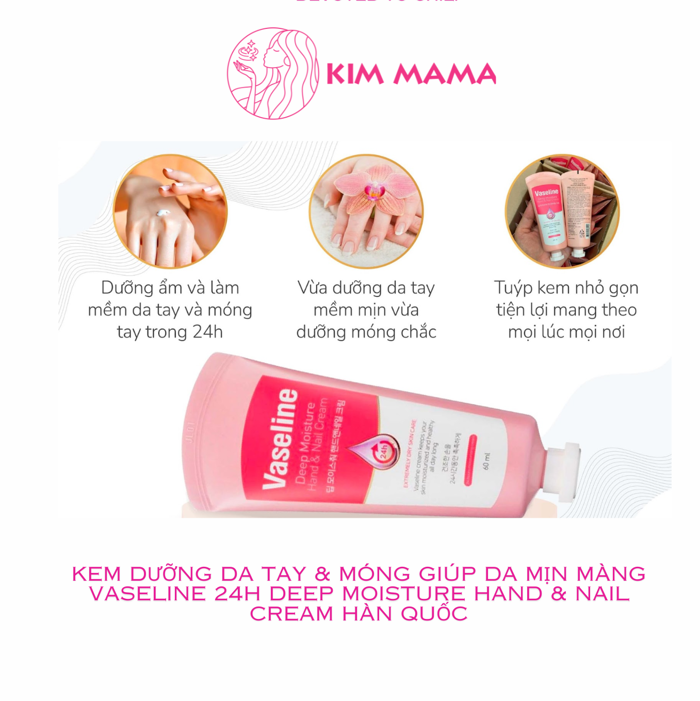 Kem dưỡng da tay và móng Vaseline Deep Moisture Hand & Nail Cream 60ml Kem dưỡng da tay và móng Vaseline Deep Moisture Hand & Nail Cream 60ml
