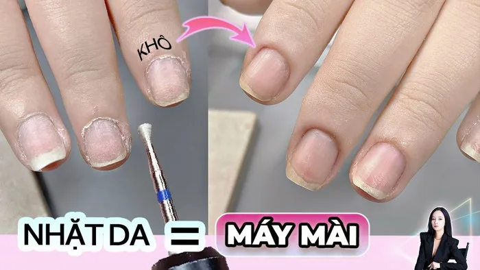 Cách nhặt da móng tay bằng máy mài