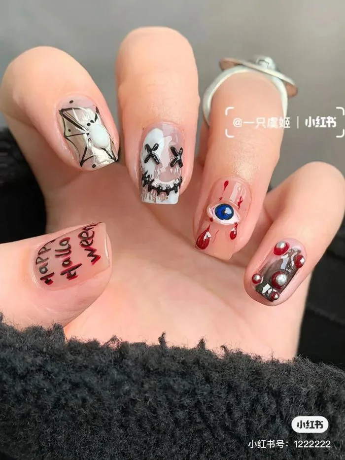 99+ Ý tưởng mẫu nail halloween đẹp, Nail Halloween kinh dị không thể bỏ qua
