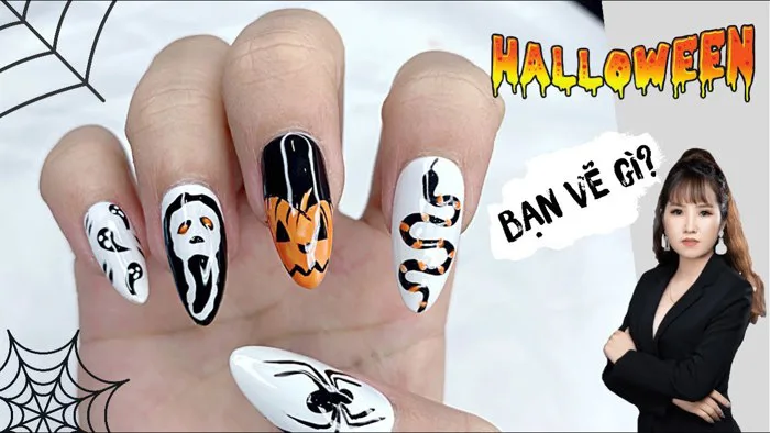 Vẽ Halloween - mẫu đơn giản cho các bạn đang học nghề | Kelly nails