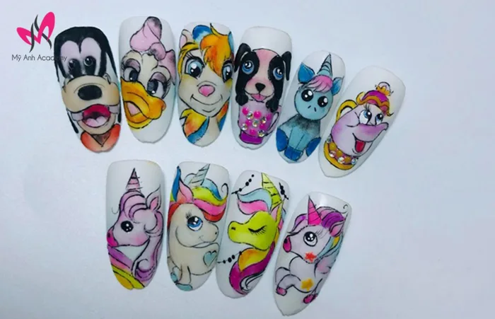 Đào tạo khóa học vẽ mẫu nail Gel hoạt hình 3D chuyên đề giá rẻ tại tphcm