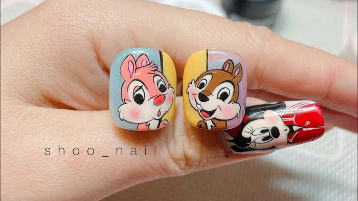 vẽ nail hoạt hình dễ thương | Nghệ thuật vẽ trên móng | the art of nail art  | 캐릭터 네일