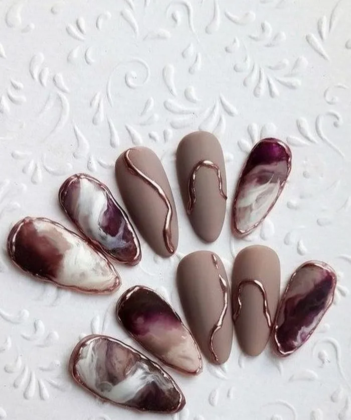 200+ mẫu nail vân đá cẩm thạch, loang vân đá sang chảnh