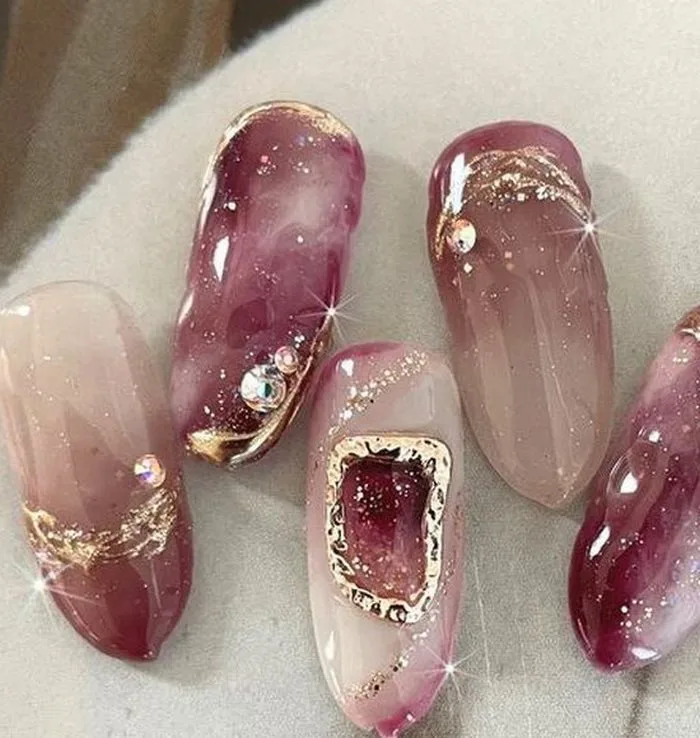 200+ mẫu nail vân đá cẩm thạch, loang vân đá sang chảnh