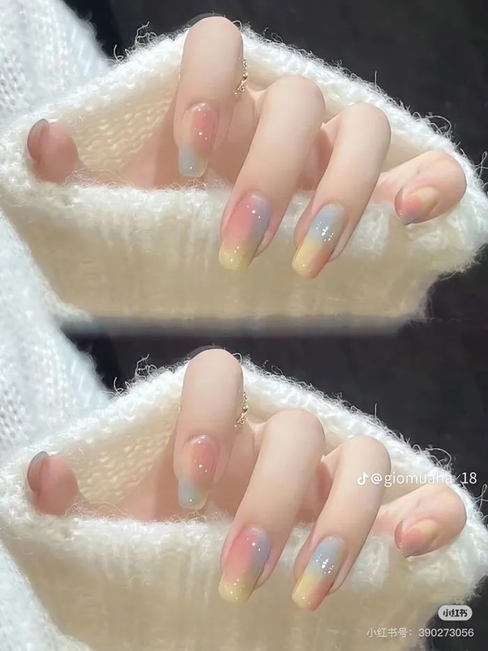 Nail cầu vồng | Nail nhiều màu pastel, Mẫu ombre nail, Nail đẹp