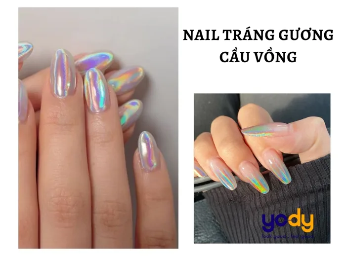 Nail tráng gương cầu vồng: Mẫu nail độc đáo cho nàng cá tính | Yody