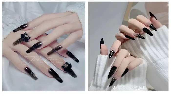 50 bộ nail màu đen sang chảnh hợp với cô nàng cá tính