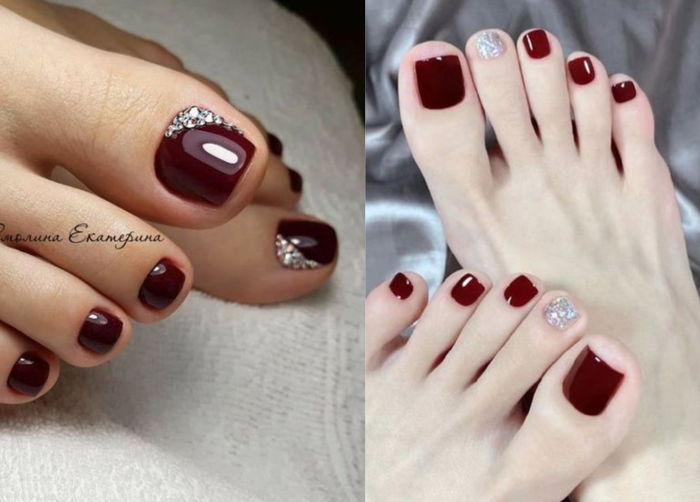 Top 30+ Mẫu Nail Sơn Móng Chân Màu Đỏ Rượu Quyến Rũ, “Chanh Sả