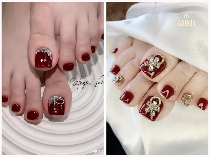 Top 50+ mẫu nail chân màu đỏ tôn da, sang chảnh nhất Tết này | Minhshop.vn