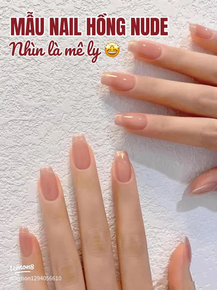Mẫu nail thạch hồng nude đẹp thanh lịch, dễ làm, nhìn là mê