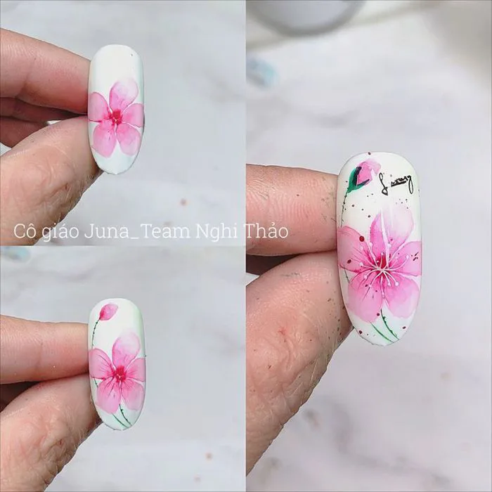 Vẽ nail màu nước