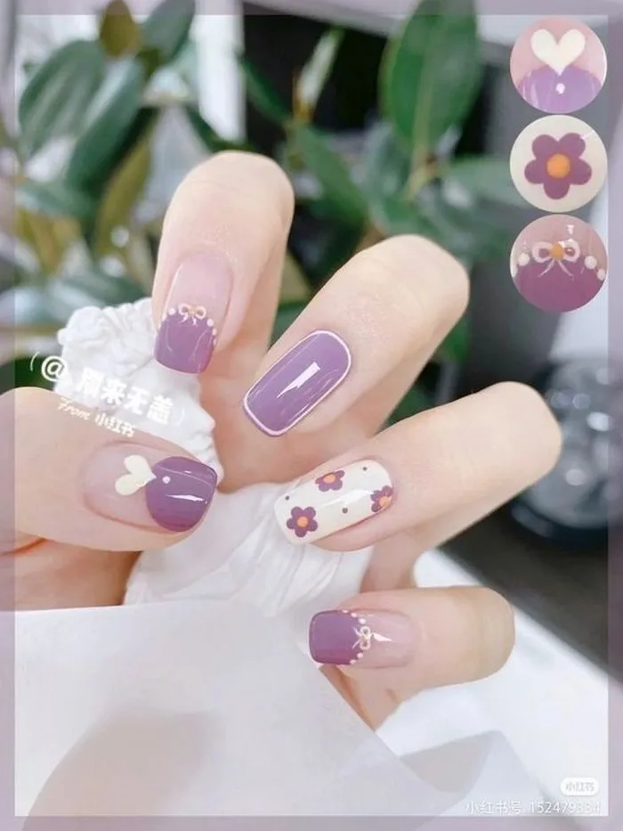 100+ mẫu nail màu tím dễ thương, nhẹ dàng nàng cực yêu