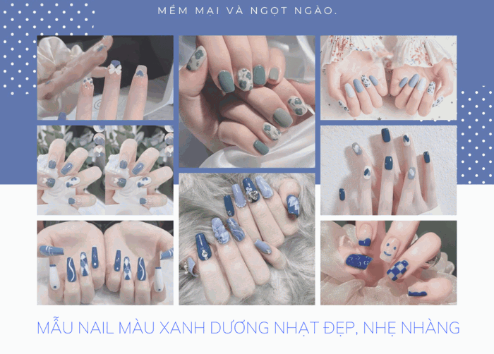 55+ Mẫu Nail Màu Xanh Dương Nhạt, Đẹp, Nhẹ Nhàng | TIKI