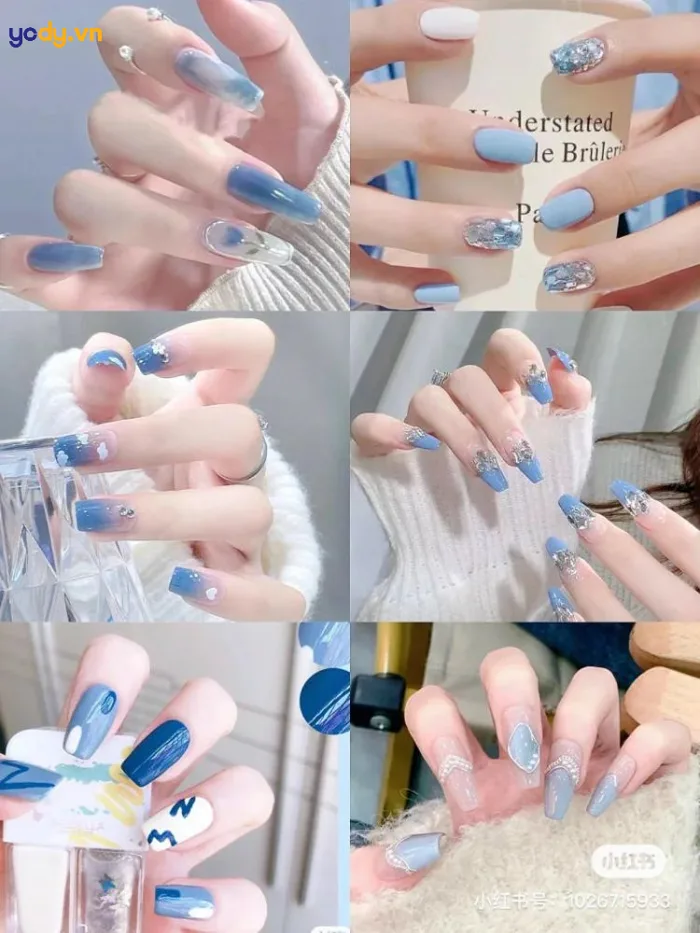 Tổng hợp 10+ mẫu nail xanh dương nhạt cực sang, đẹp lung linh | Yody