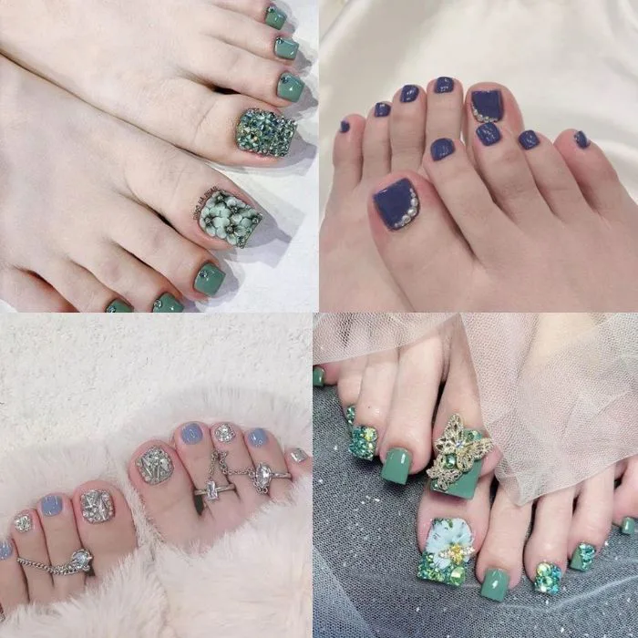 Bật mí 10+ mẫu nail chân màu xanh đẹp mê cho các nàng