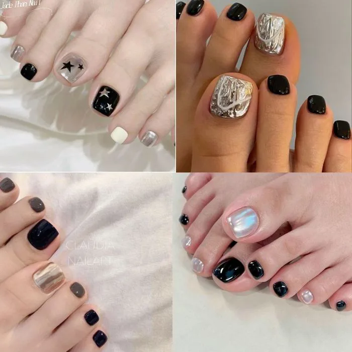 Top 12 mẫu nail chân đẹp màu đen quyến rũ ấn tượng