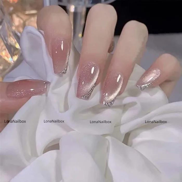 Form như ảnh là thang túm 23mm) Nailbox móng up sơn mắt mèo hồng vẽ viền  nhũ flash xéo | Shopee Việt Nam