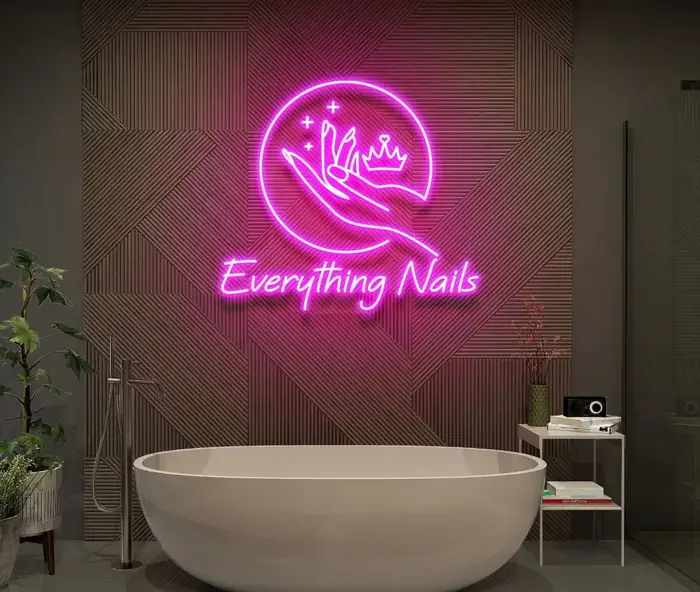 Mẫu LED neon tiệm nail siêu dễ thương thu hút khách
