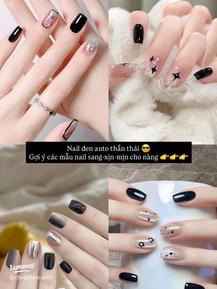 20+ mẫu nail đen cá tính sang chảnh: ombre, tráng gương, đen trắng cute