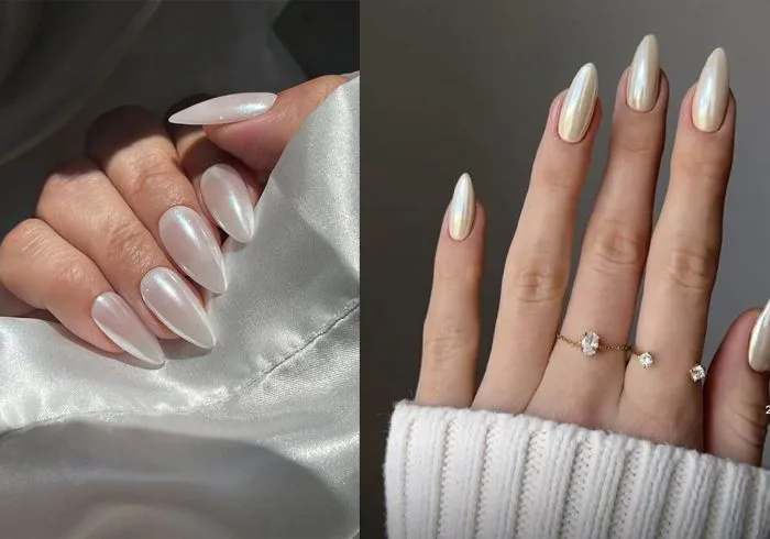 100+ mẫu nail tráng gương ngọc trai sang chảnh, siêu hot hiện nay