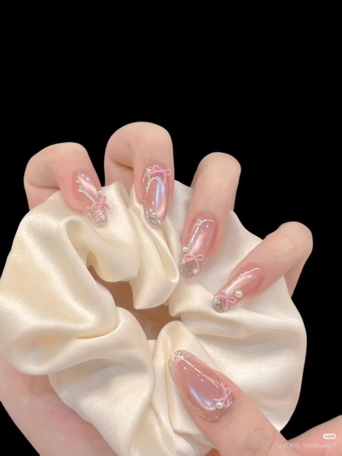 55+ Mẫu nail đính nơ đẹp đơn giản cho nàng xinh lung linh
