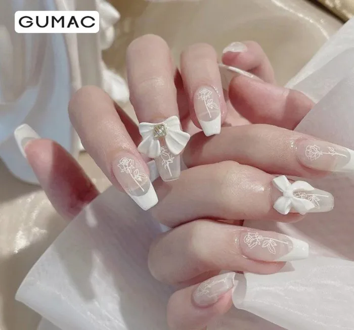 Mẫu nail nơ XINH XẮN DỄ THƯƠNG dễ phối đồ cho các nàng