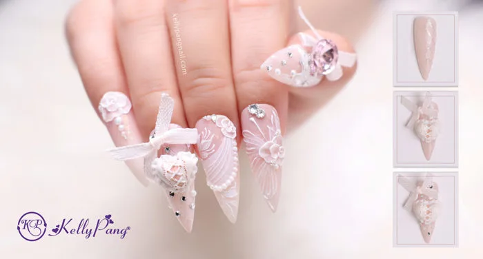 Cách Vẽ Mẫu Nail Valentine - Love in Bloom - Kelly Pang