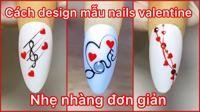 Cách vẽ mẫu valentine cơ bản dành cho người mới học nails