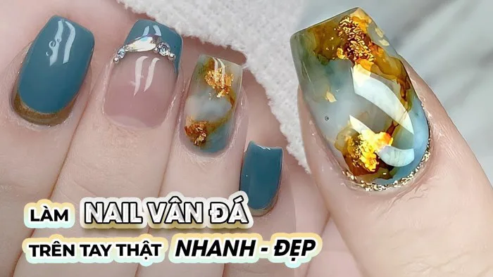 Làm nail vân đá trên tay thật nhanh, đẹp