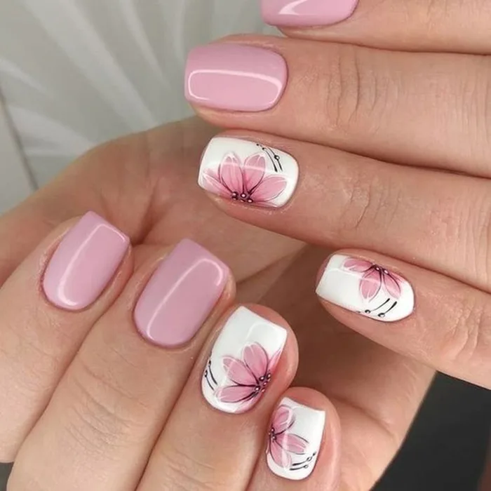 50+ mẫu nail vẽ hoa cực xinh với họa tiết đơn giản