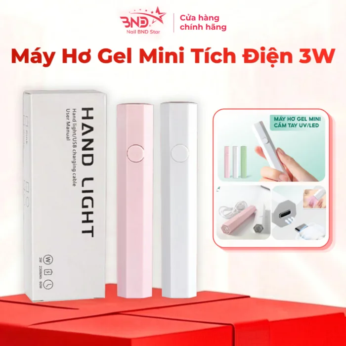 Máy hơ gel mini tích điện 3W - Đèn hơ móng nail mini cầm tay 1 ngón tiện  lợi bảo hành 1 tháng