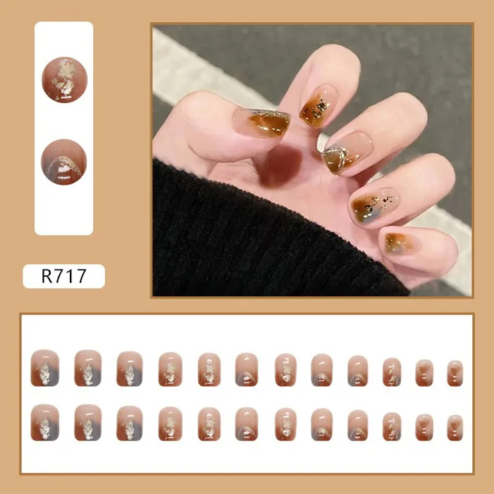Bộ móng tay giả cao cấp dáng dài (false nail) dễ tháo lắp, chống nước tặng  kèm keo dán MO03