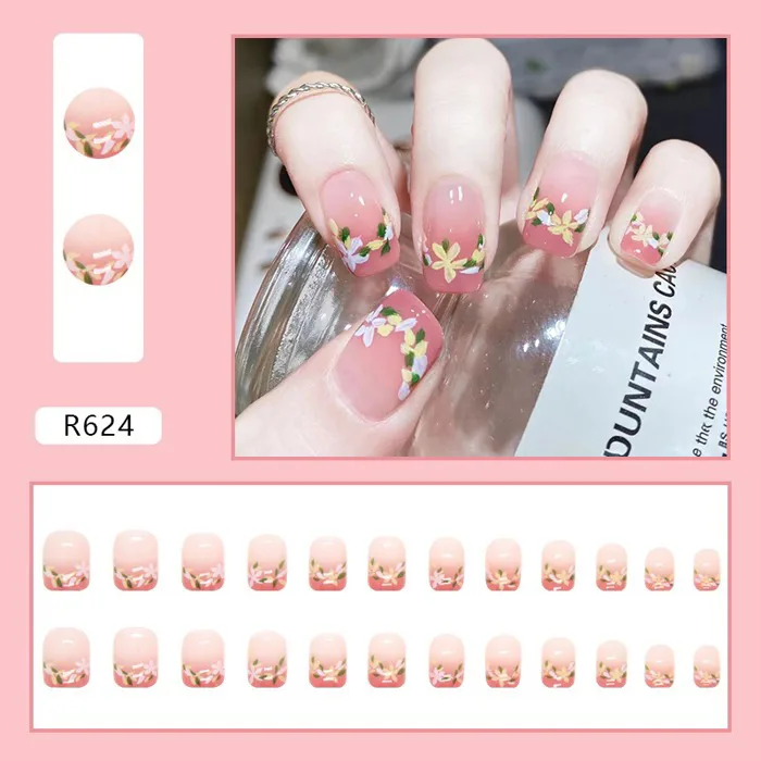 Bộ móng tay giả cao cấp dáng dài (false nail) dễ tháo lắp, chống nước tặng  kèm keo dán MO03