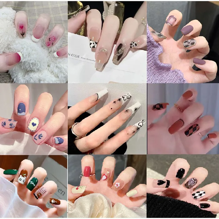 [Có sẵn] Bộ 24 móng tay giả (false nail) dễ tháo lắp sang trọng mẫu mới -  tặng kèm keo MO08