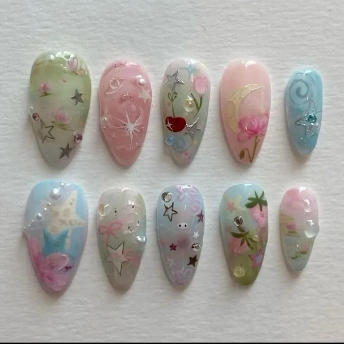 Nail Box móng úp thiết kế thủ công Starlight - Thiết kế theo yêu cầu (Tặng  phụ kiện dán móng miễn phí)