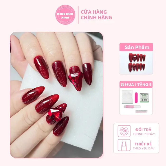 Nail box thiết kế sang trọng đỏ đô - Nail Box Xinh