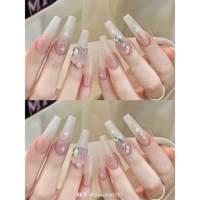 Những mẫu nail box thiết kế cực đẹp,sang chảnh,đơn giản-móng giả thiết kế  phom thang,bầu,nhọn dài