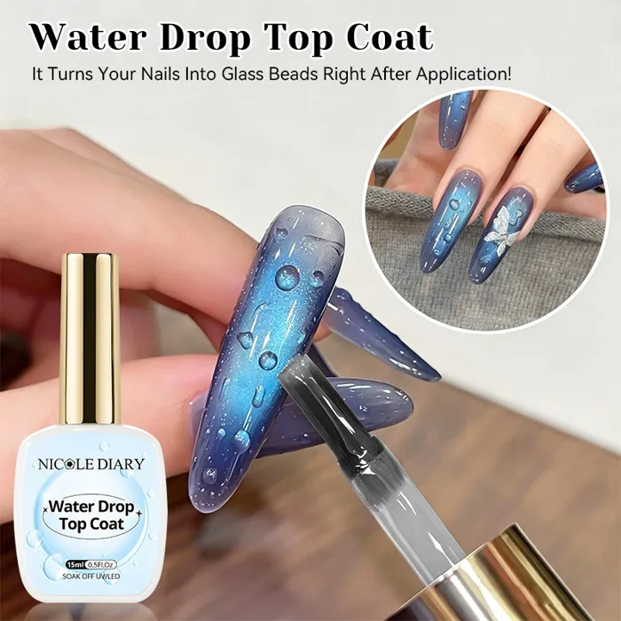 Nước Giọt Cói Top Coat Gel Sơn Móng Tay 3D Trong Nước Giọt Hiệu Ứng UV LED  Cao Sáng Bóng Gel Móng Tay 15ml