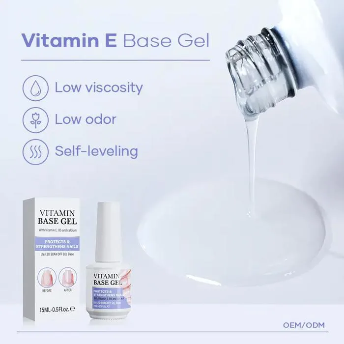 Nhãn riêng chuyên nghiệp Vitamin E Base Coat Gel cho móng tay mạnh mẽ, khỏe  mạnh - Missgel