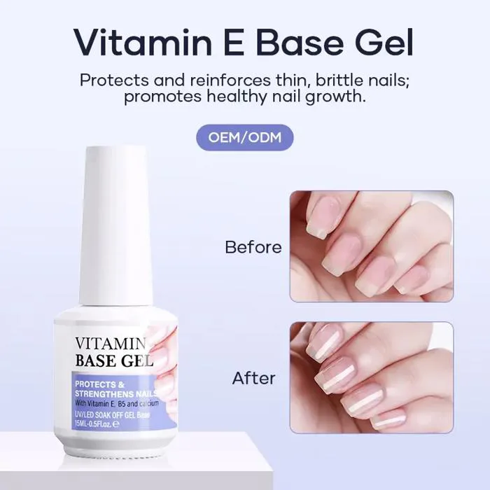 Nhãn riêng chuyên nghiệp Vitamin E Base Coat Gel cho móng tay mạnh mẽ, khỏe  mạnh - Missgel