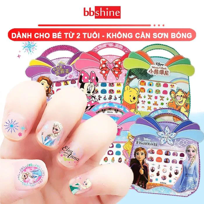 Dán móng tay 3D cao cấp cho bé BBShine, Set miếng dán móng tay cho bé từ 2  tuổi họa tiết hoạt hình nhiều màu sắc tươi sáng – J063 | BBShine -