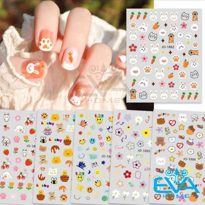Sticker Dán Móng Tay 3D Dạng Decal Dán Móng Chống Nước Joyful Nails Hoạ  Tiết Line Emoji Nhiều Mẫu JO1881 - JO1886 | Lazada Việt Nam