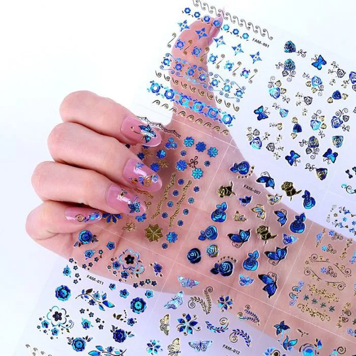 Set 10 tấm decal dán móng (khoảng 30 hình/tấm) - sticker trang trí móng  nail màu