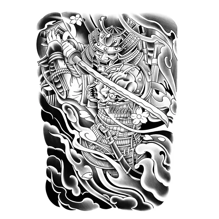 Hình xăm nhật cổ 15 ngày BD-023 hình samurai, miếng dán hình xăm full lưng  chống nước cực đẹp | Shopee Việt Nam